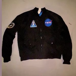🚀NASA SPIRIT STORE PUFFER AMERICAN JACKET WITH PATCHES & galaxy print
